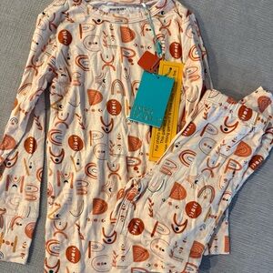 Posh Peanut Kids Pajamas - Alphabet Cream and Orange